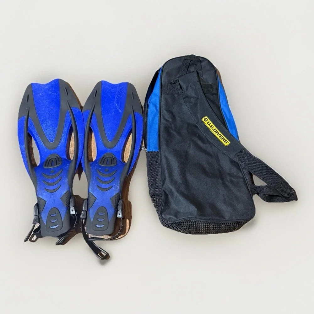 U.S. Divers ProFlex Snorkeling Fins & Coast Mesh Backpack Set | Blue & Black